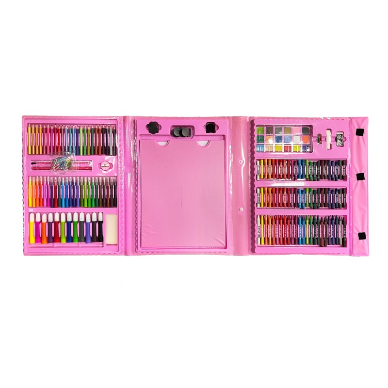 Factory Price 208PCS Non-Toxic Kids Plastic Case Easel Kids Drawing Art Set