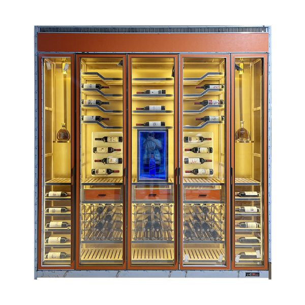 Smooth Stand Alone Steel Wine Cabinet Space Saving Design For Apartments