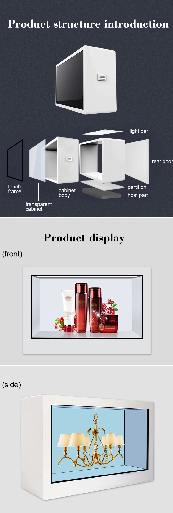 коробка 400cd/m2 шкафа 1920X1080 49inch прозрачная LCD
