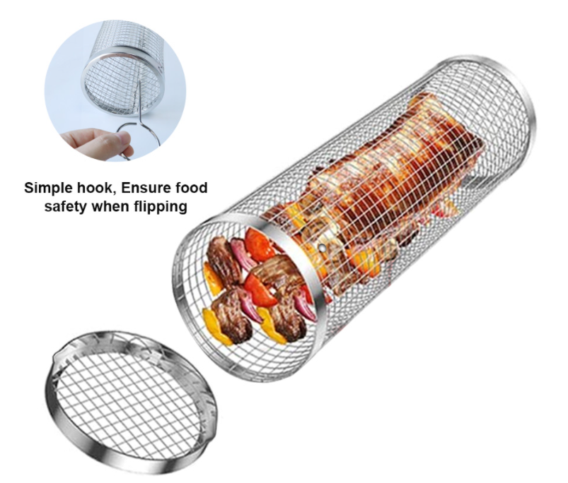 Завальцовка трубки сетки барбекю нержавеющей стали круга 304 барбекю жаря корзину