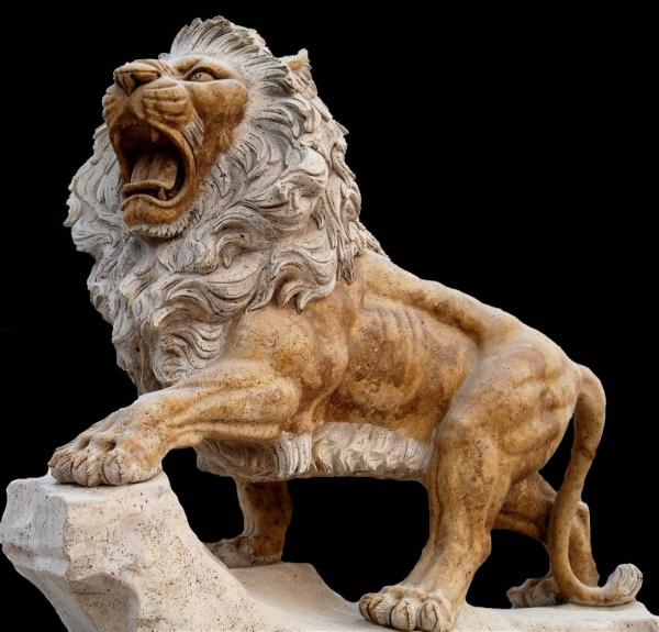 Odm Marble 120cm Stone Lions For Garden Door Decoration