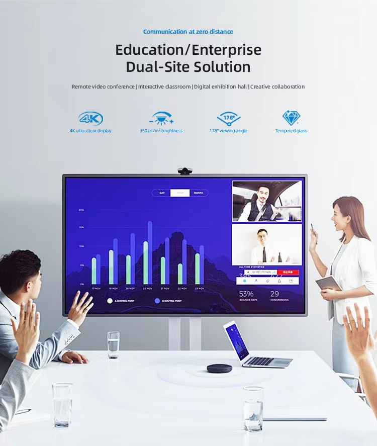 Digital Interactive Whiteboard Classroom Display Touch Screen 4K LCD Smart Board Android 13 OS 40-Point Touch Aluminum Frame