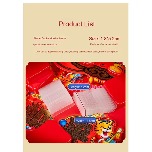 Hot Sale Wholesale Couplet Special Double-Sided Tape Transparent DIY Spring Festival Couplets Fu Character Adhesive Paper Film