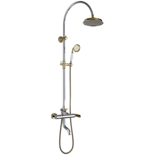 Chrome Finish European Style Vintage Rain Shower Set with Adjustable Hand Shower Head