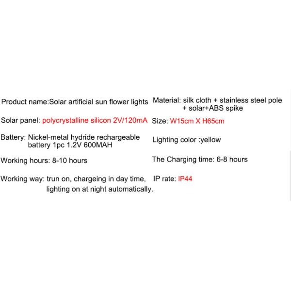 Solar artificial sun flower lights Ground decoration lawn lamp