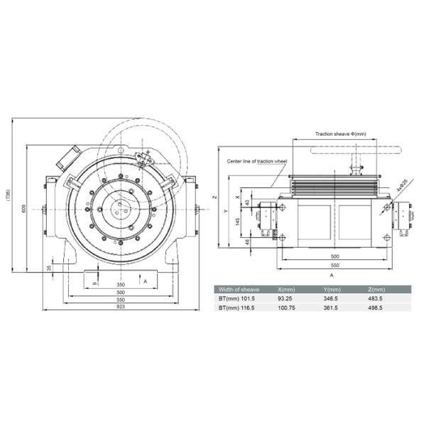 30kN 330kg Weight Shaft Load Gearless Traction Machine Motor For Lift Parts