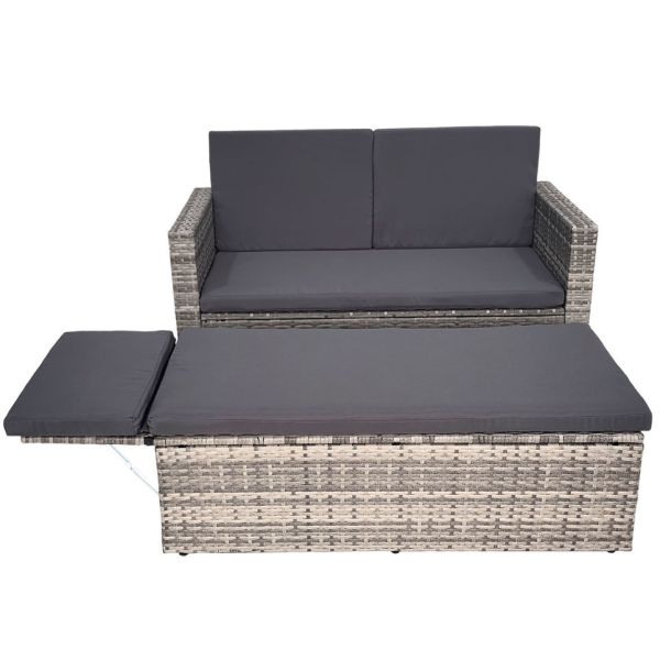 Furniture Wholesaler Outdoor Living Seating Sectional Poly Rattan Wicker Garden Chair China Customized Love Chair and Bench