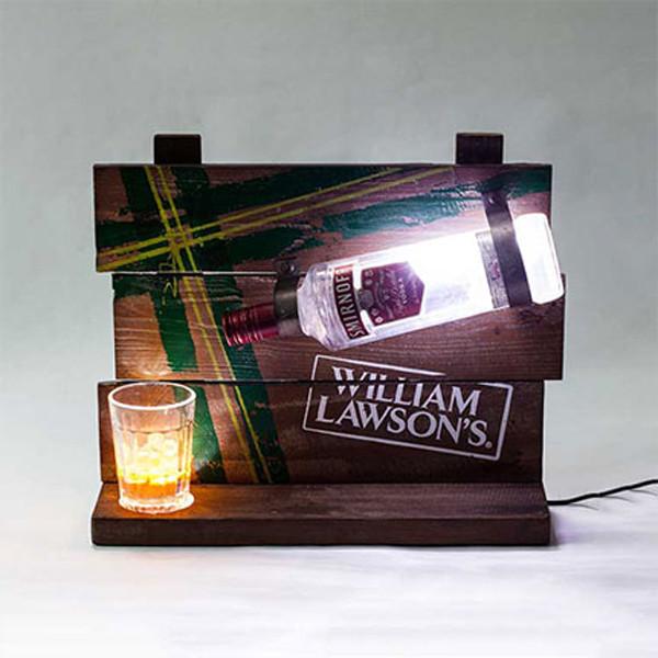Liquor-pouring Wooden Alcohol Shelf Stand With Light Alcohol Bottles Wooden Display Rack