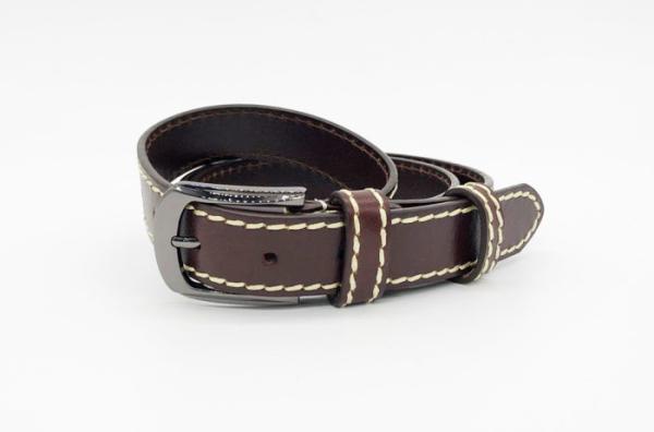 Durable Womens Genuine Leather Belt With Contrast Color Bold Thread