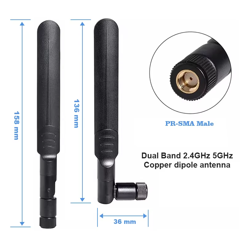 2.4GHz 5.8GHz Dual Band Wireless Wifi Antenna Omni SMA Male External Antenna 8dBi