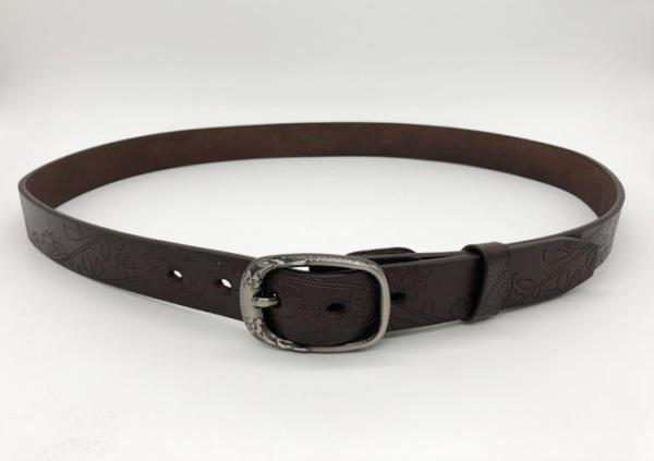Ladies Flower Leaves Embossed Leather Belt 2.2cm Width
