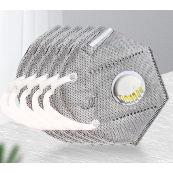 6 Layers KN95  FFP2 Non-Woven CE Certified Disposable Face Mask With Active Carbon Filter Layer And Breather Valve