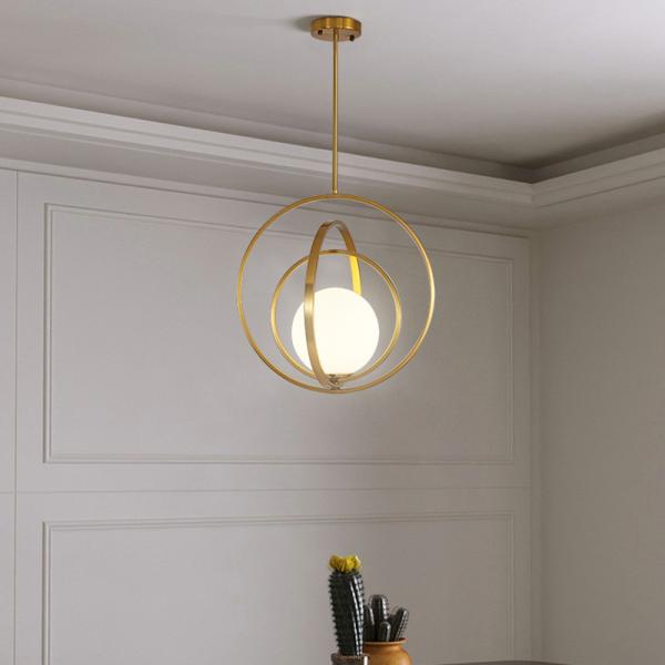 Galvanização de Ring Glass Ball Pendant Light da cor de cobre 3 do metal