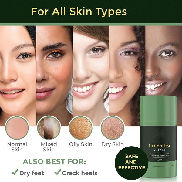 Natural Green Tea Face Mask Stick For Cleansing Whitening Anti-Acne