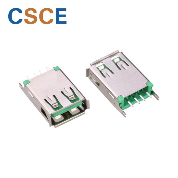 180 Degree Green Mini USB 2.0 Connector , Mobile Charger Mini USB Type A Connector