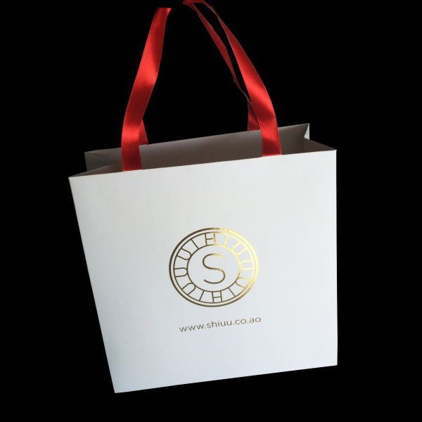 Holiday Xmas Fancy Handle Paper Shopping Bags , Custom Printed Paper Bags