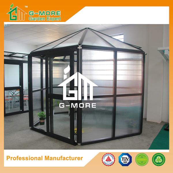 Aluminum Greenhouse-Hexagon Series-320 X 283 X 275CM-Dark Grey Color- PC or Glass
