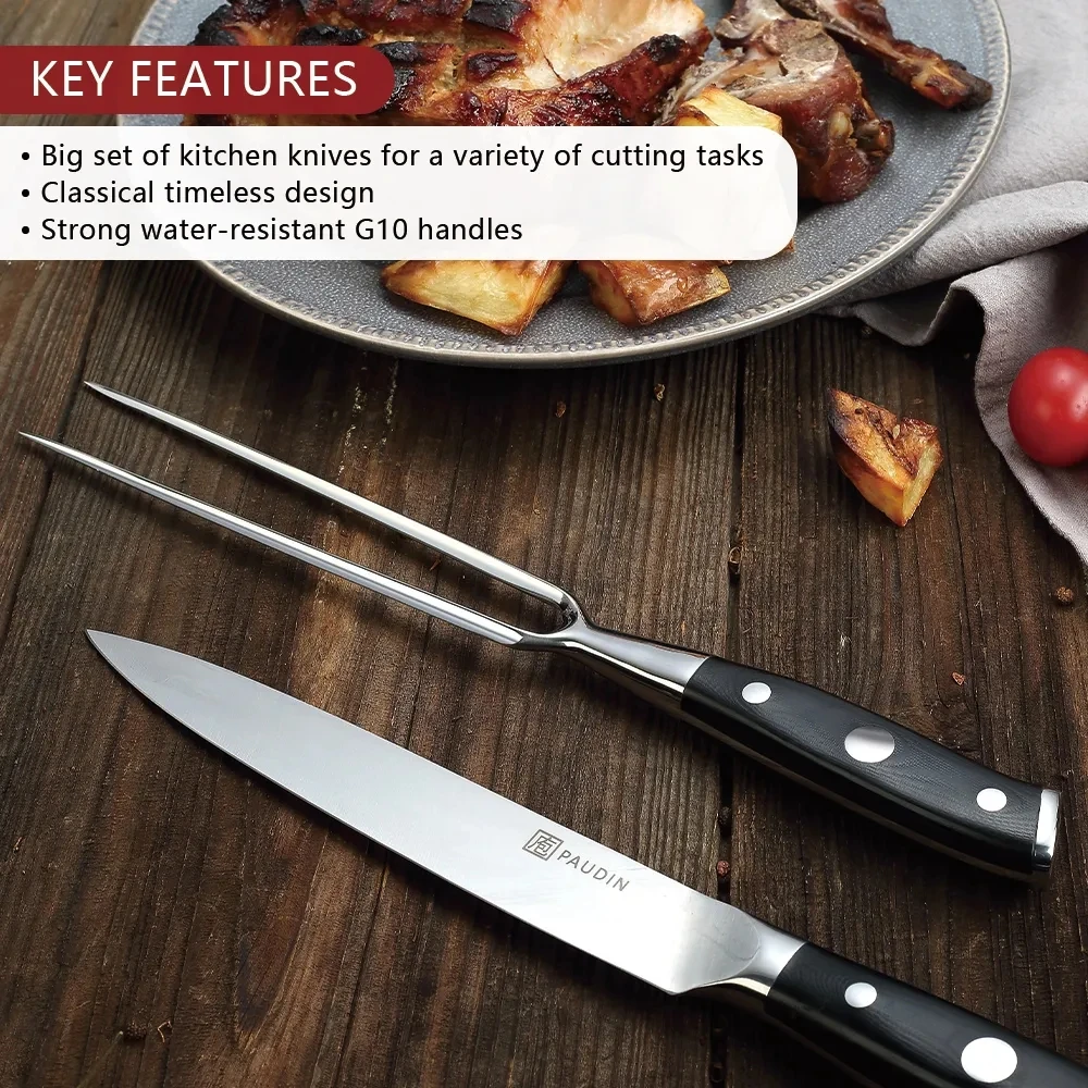 Нержавеющая сталь кухонная вилка для мяса с черной ручкой