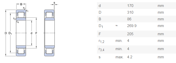 NU2234 Cylindrical Roller Thrust Bearing 32534 Fast Speed 170*310*86mm