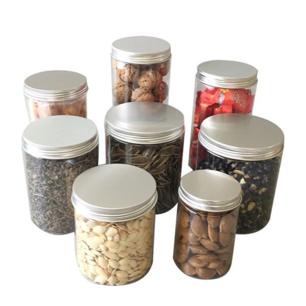 Dia 55mm Plastic Kitchen Storage Jars ODM Transparent PET Jars With Locking Lids