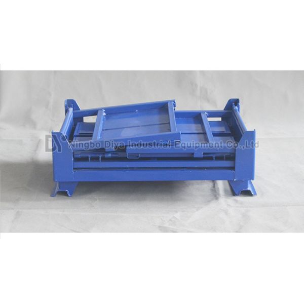 Blue Steel Warehouse Storage Racks , Industrial Steel Folding Turnover Pallet Box