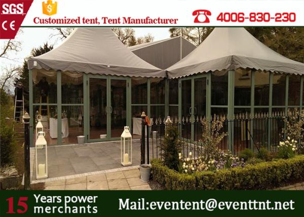 Strong structural marquee pagoda party tent with PVC white side wall for wedding event