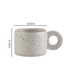 Caneca nórdica cerâmica do leite do café da manhã do copo de chá do leite do teste padrão da novidade de 300ML Ring Handle Coffee Mug Speckled breve
