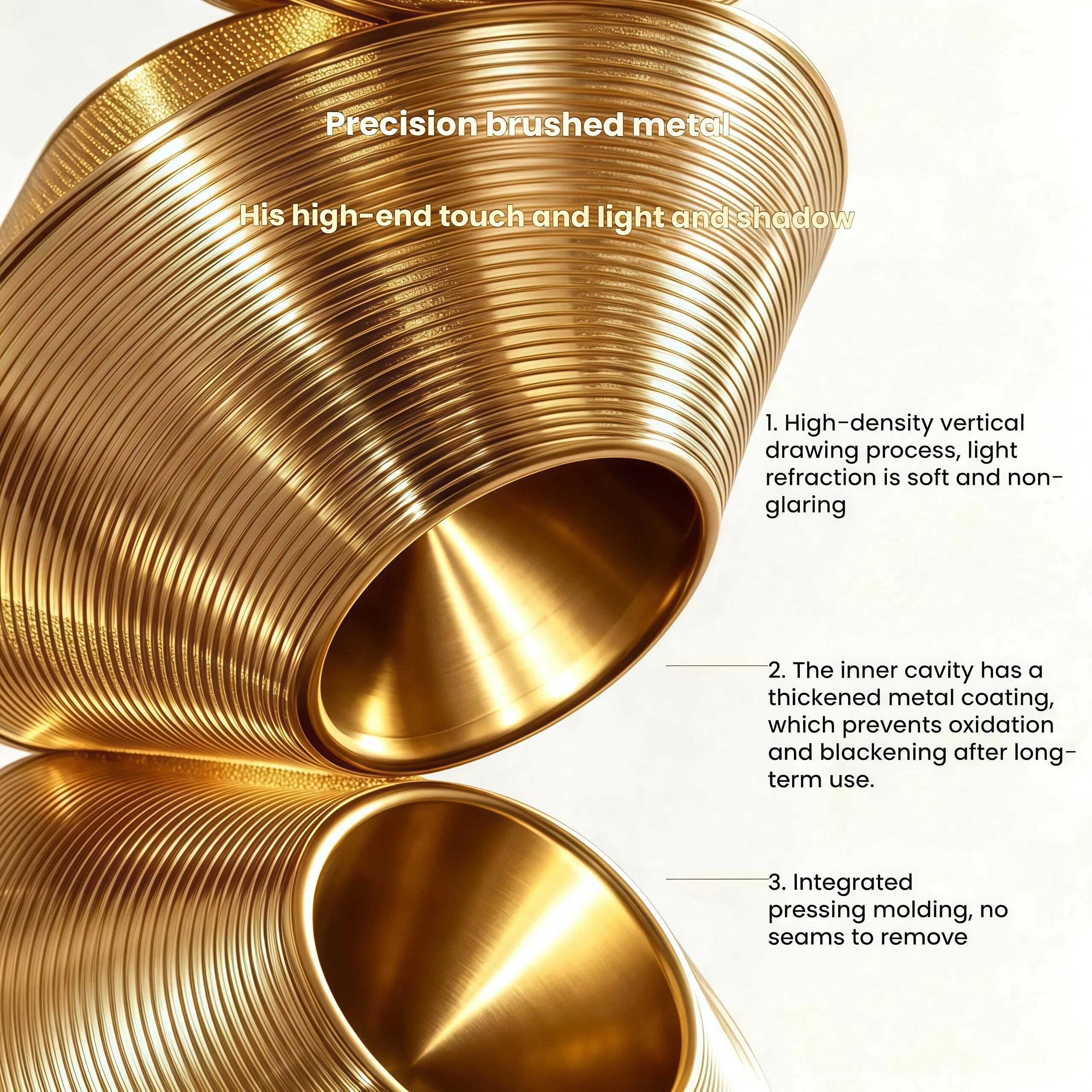 JYLIGHTING Modern Stacked Ribbed Brass & Polycarbonate Sculpture Floor Lamp, Abstract Rotatable Shade Standing Light for Villa & Exhibition Hall