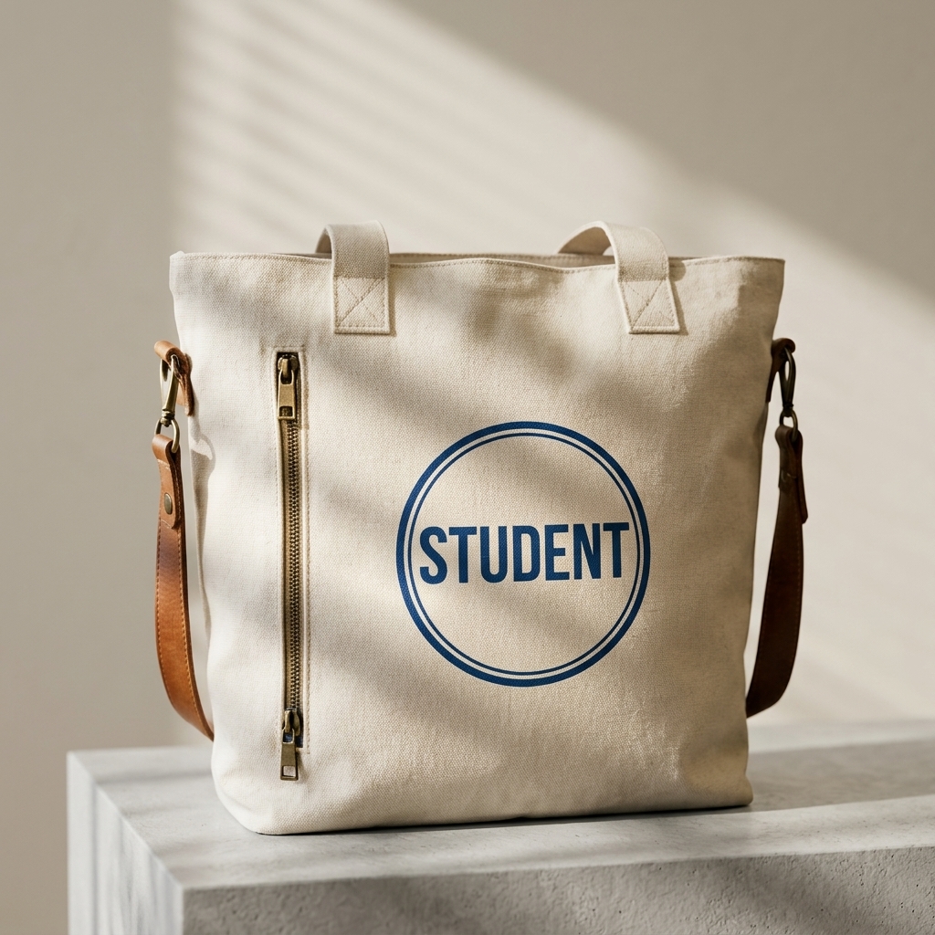 Custom Print Canvas Tote Bag Inner Pocket OEM 12-16oz with Magnetic Snap Closure