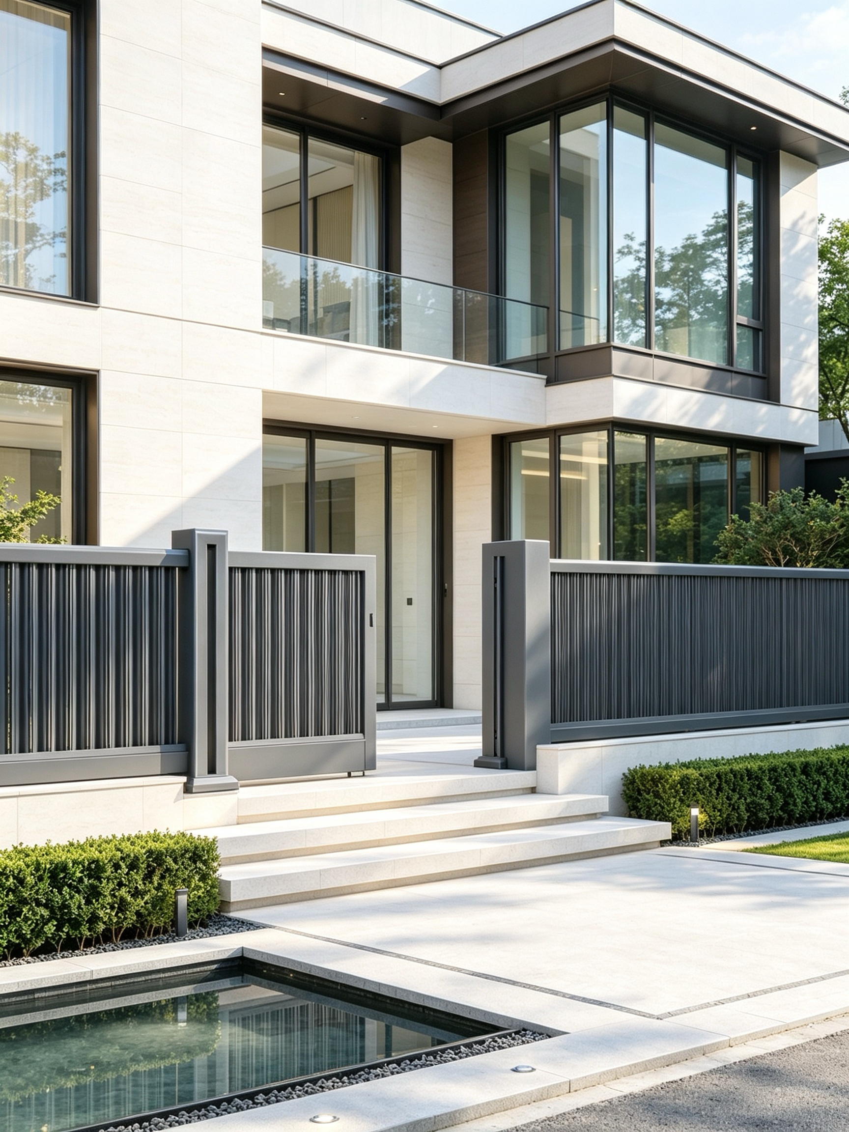 Aluminum Vertical Slat Privacy Fence with Matte Finish for Villa Courtyard