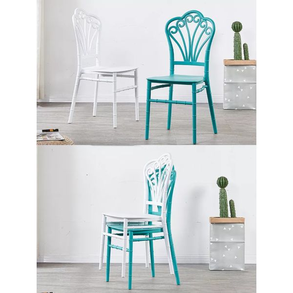 Modern Backrest Chiavari Style Event Plastic Chair Peacock Flower Pattern