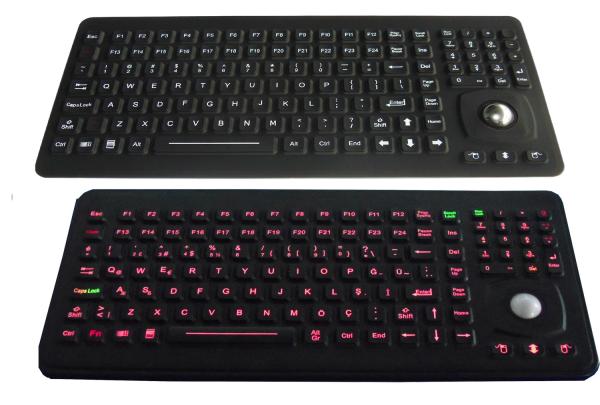 Teclado industrial da borracha de silicone do OEM IP65 com o Trackball ótico de 25mm para médico e o laboratório
