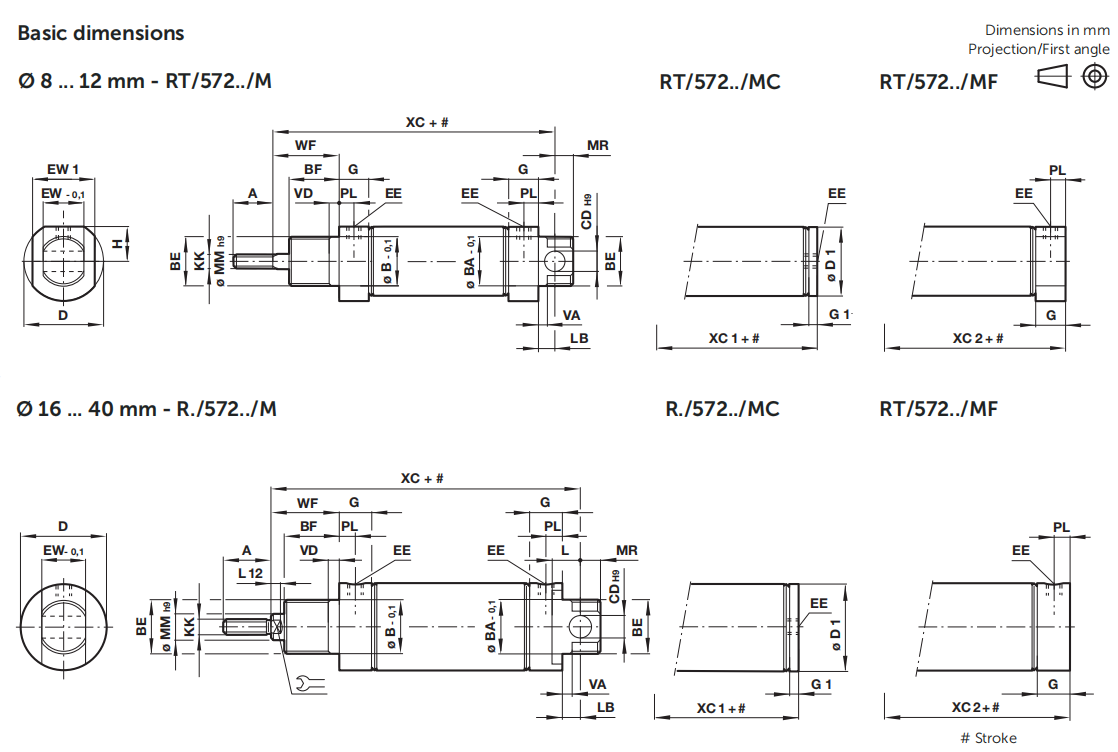 IMI Norgren ISO VDMA RT/57200/M  RM/57200/M Magnetic piston double acting Low friction long life Roundline cylinder RT/57208/M/40 RT/57225/M/40 RM/57263/M/300