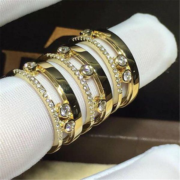 Luxury jewelry Mk Three drill sliding ring material 18k white gold yellow gold rose gold diamond ring