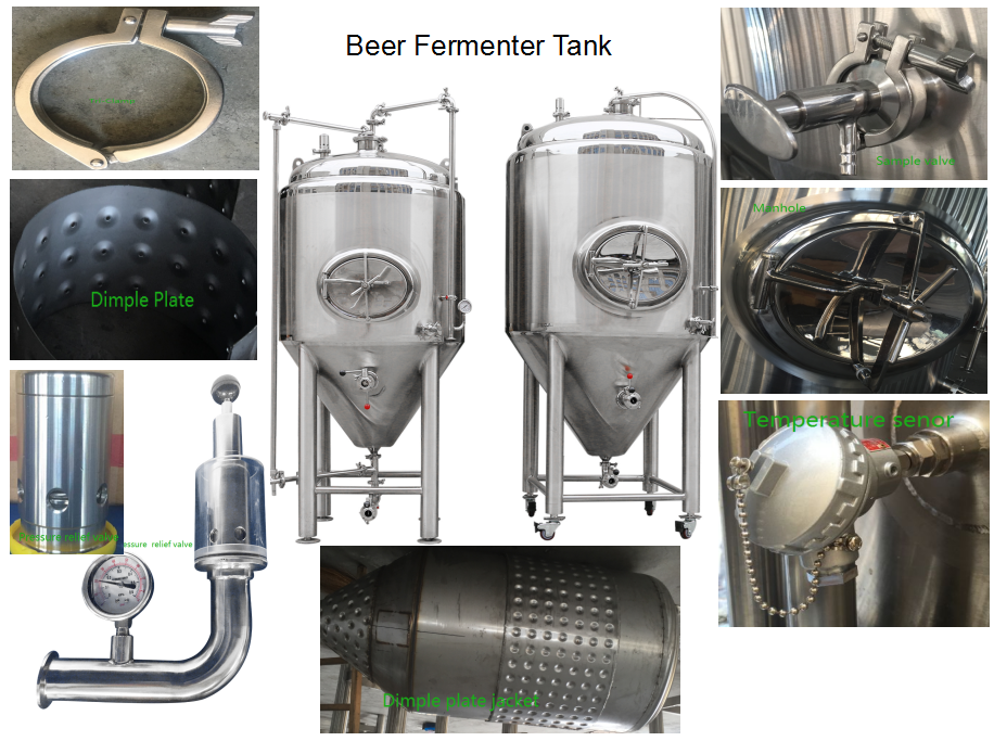 10HL Polished Stainless Steel 304 Cylindro Conical Fermenter With Side Manway