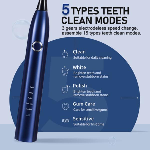 1200mAh Rechargeable Battery Toothbrush , Adult Portable Sonic Electric Toothbrush