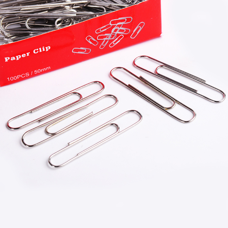 50mm 100pcs a color box metal silver office paper clips