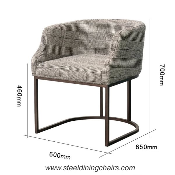 Linen Matte Brass Finished 700mm 600mm Padded Dining Room Chairs