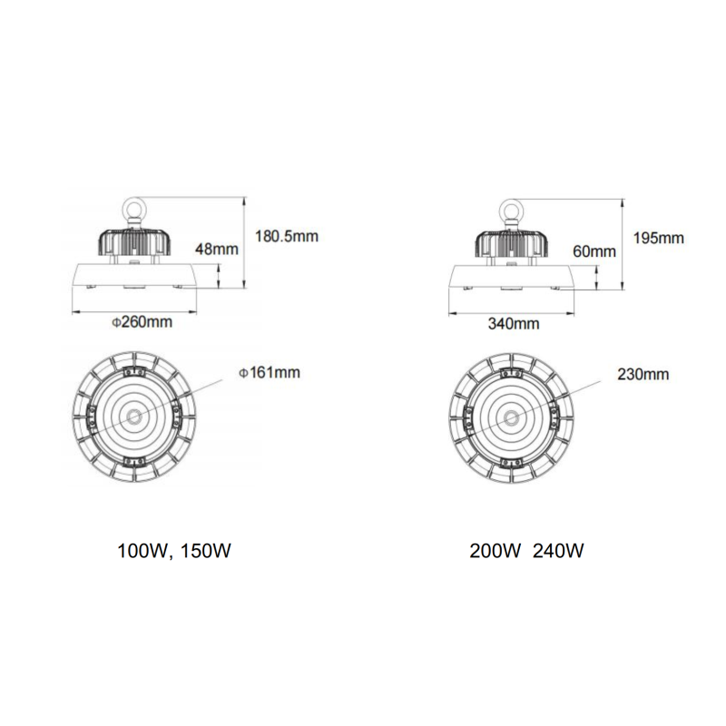 60°/90°/105° 3 Beam Angle in 1 Zoomable 100W LED High Bay Light IP65 Waterproof For Workshop