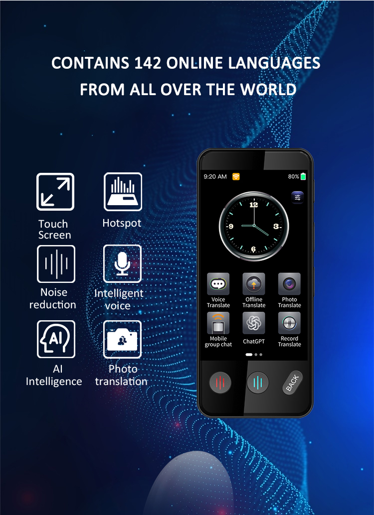 Voice Smart Electronic Translator Device 142 Languages Vietnamese Laotian Kazakhstani Russian