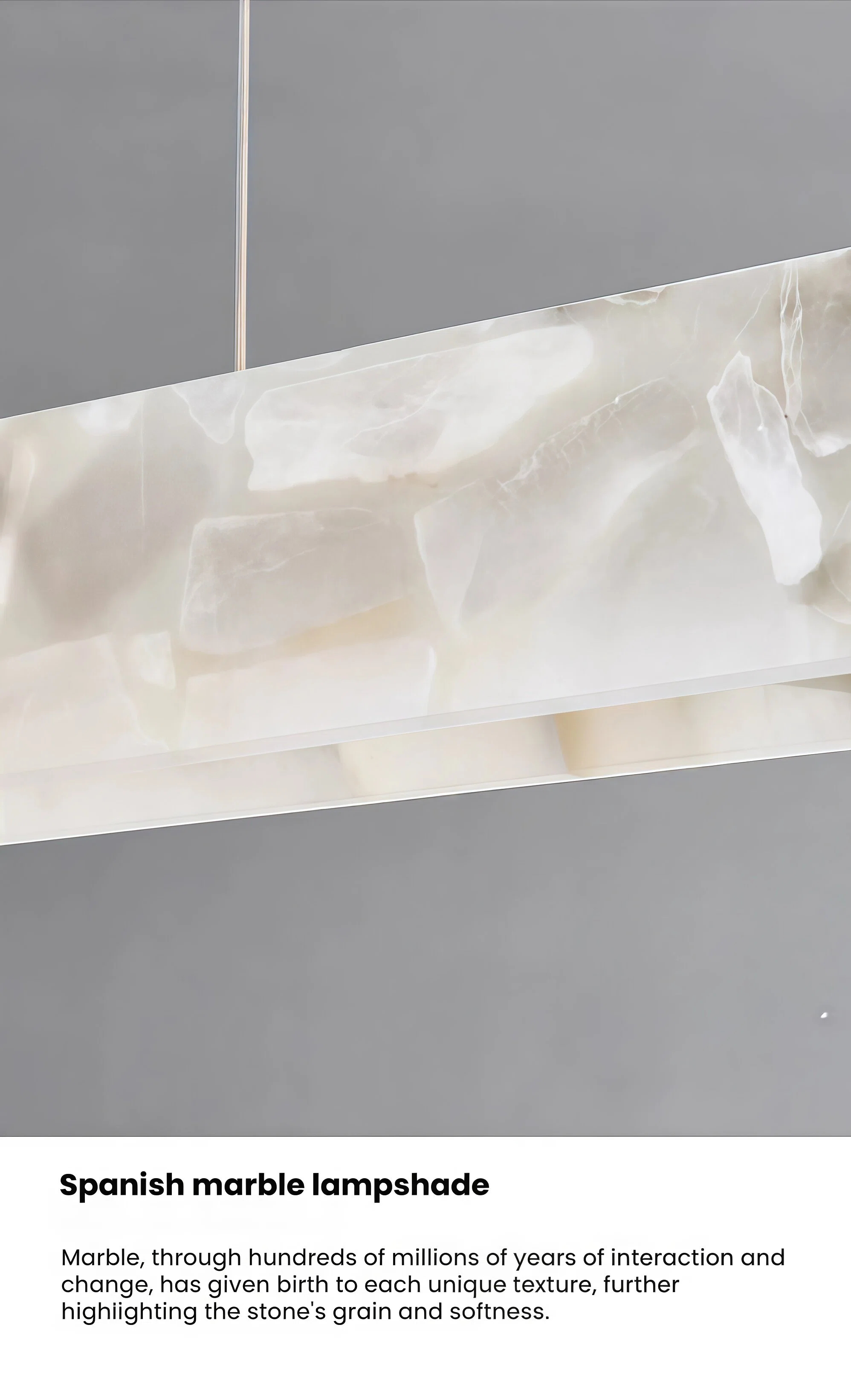 JYLIGHTING Modern Linear Alabaster Pendant Chandelier with Gold Fittings, Natural Stone Suspension Light for Villa Dining Room and High‑End Hospitality Interior Decoration