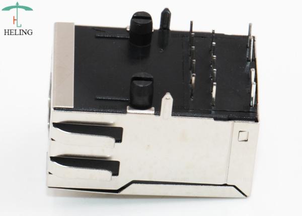 Side Entry PCB Mount 1000Base T RJ45 , 1000M RJ45 Female 8P8C Modular Jack