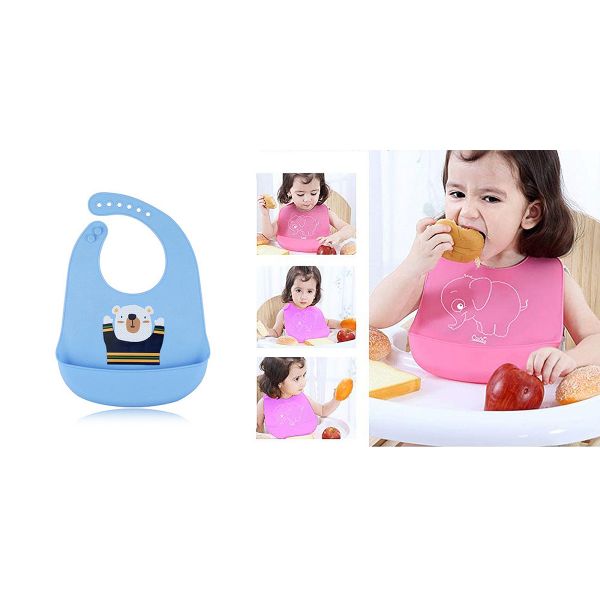 Water Resistant Silicone Baby Bibs BP Free For 1 - 3 Years Old Portable