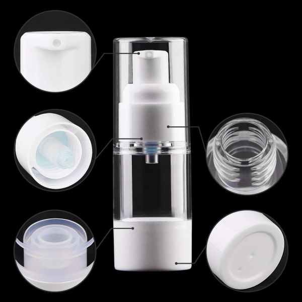 Plastic PP 15ml White Airless Pump Bottle Packaging Cosmetic