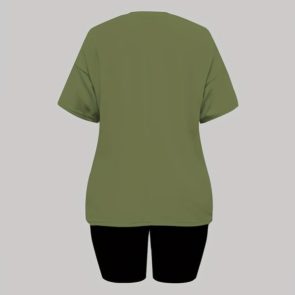 Solid Women Two Piece Outfits Short Machine Washable Casual Two Piece Set