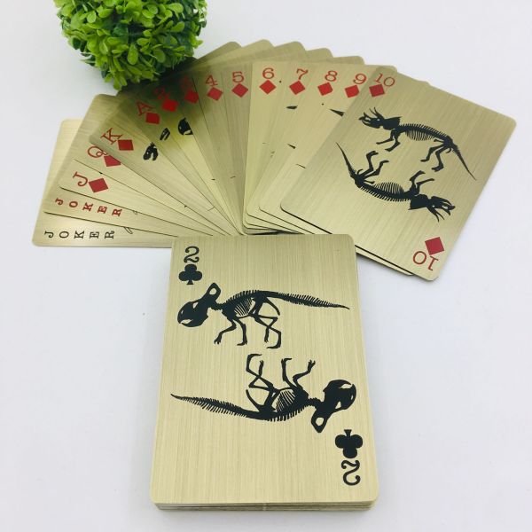 Durable 0.8Mm Thick Metal Gold Bicycle Playing Cards Custom Logo Waterproof