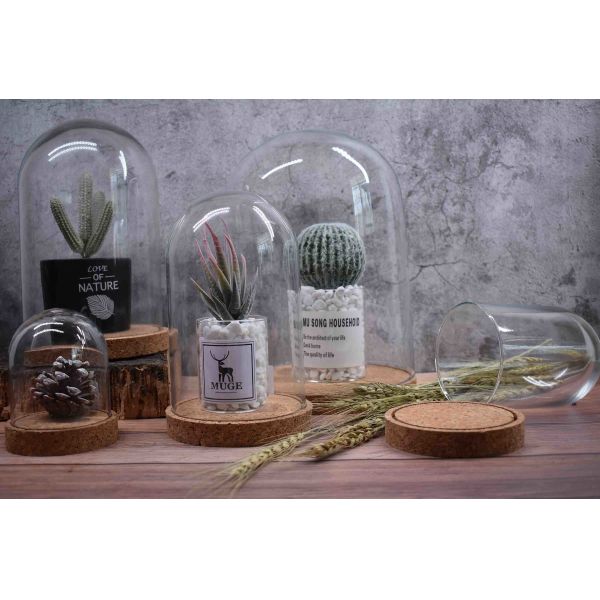 ODM Dampproof Mini Glass Bottle Corks Glass Base Dome 2.5*2.2IN Groove Line