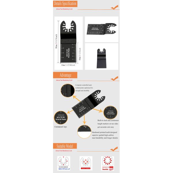 32x40mm Serrated лезвие HCS осциллируя для пластикового вырезывания