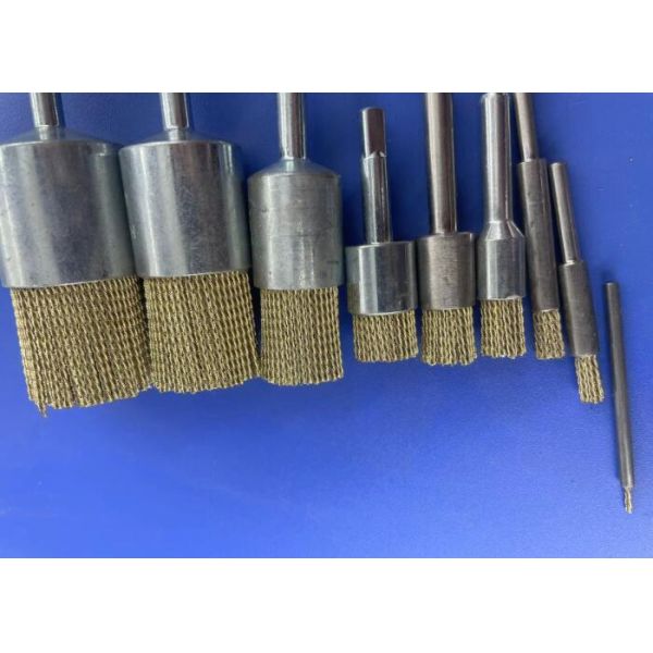 25mm Solid Shank Brass Coated Steel Wire End Brush for Cleaning and Polishing