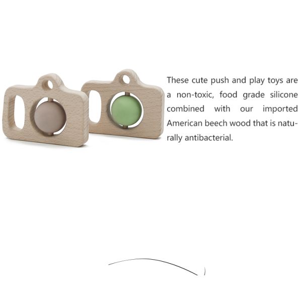 Food Grade Wood SGS Silicone Baby Rattle Sensory Teething Toys